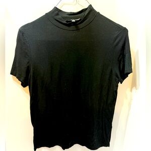 Lulus Black Mock Neck Short Sleeve Basic Top XL